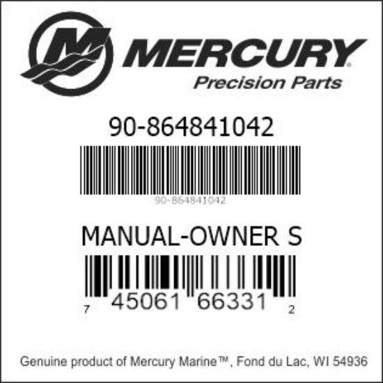 Bar codes for Mercury Marine part number 90-864841042