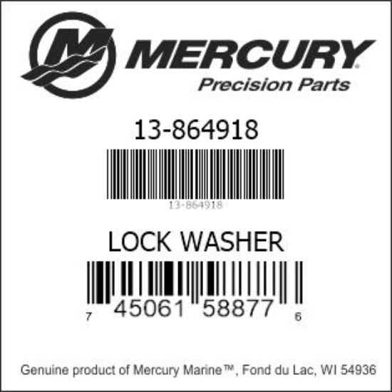 Bar codes for Mercury Marine part number 13-864918