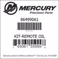 Bar codes for Mercury Marine part number 864990A1
