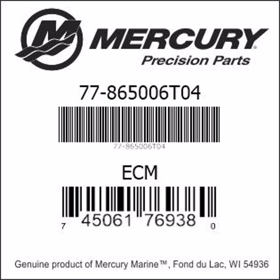 Bar codes for Mercury Marine part number 77-865006T04