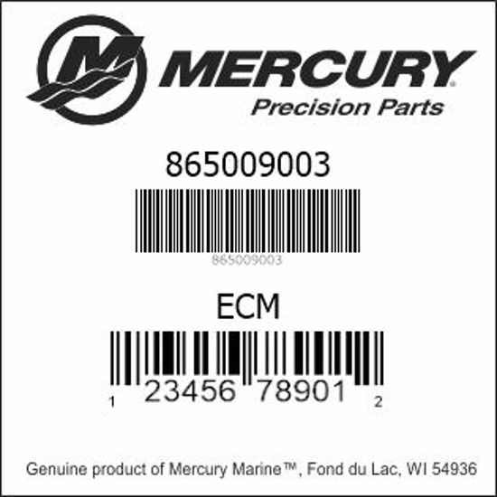 Bar codes for Mercury Marine part number 865009003