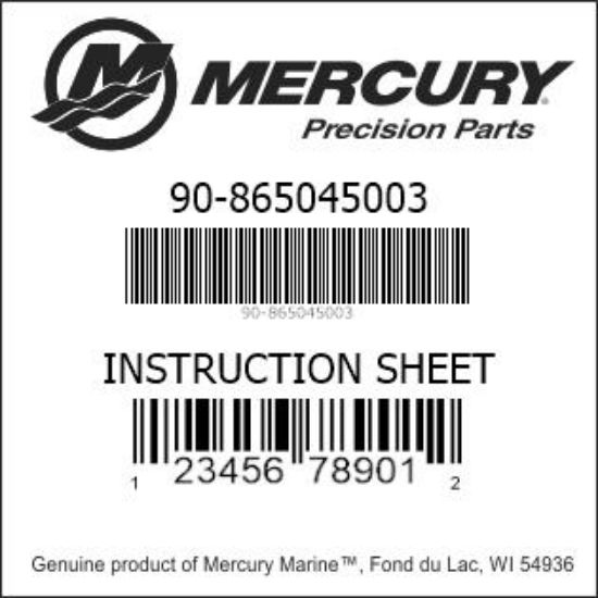 Bar codes for Mercury Marine part number 90-865045003