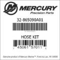 Bar codes for Mercury Marine part number 32-865090A01