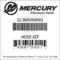 Bar codes for Mercury Marine part number 32-865090A01