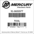 Bar codes for Mercury Marine part number 91-865097T