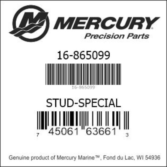 Bar codes for Mercury Marine part number 16-865099
