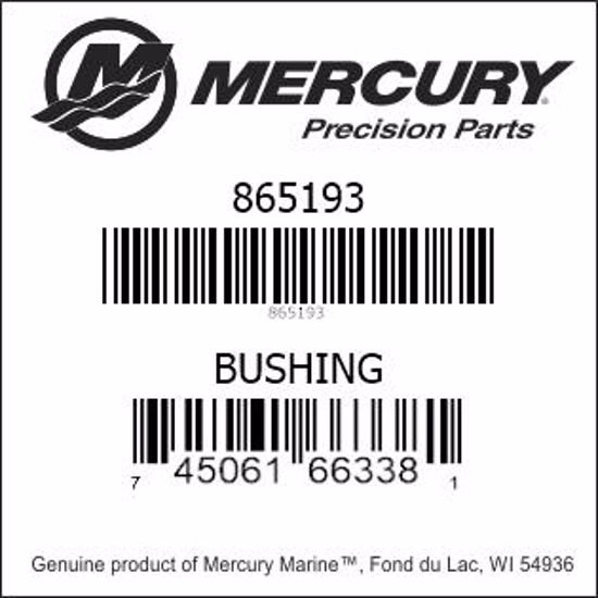 Bar codes for Mercury Marine part number 865193