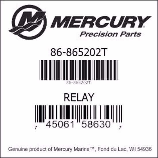 Bar codes for Mercury Marine part number 86-865202T