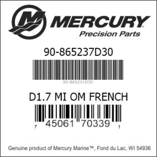 Bar codes for Mercury Marine part number 90-865237D30