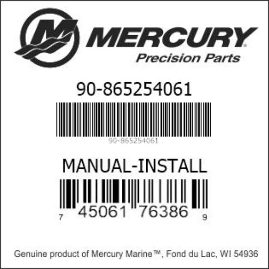 Bar codes for Mercury Marine part number 90-865254061