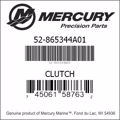 Bar codes for Mercury Marine part number 52-865344A01