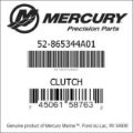 Bar codes for Mercury Marine part number 52-865344A01