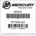 Bar codes for Mercury Marine part number 865391