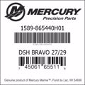 Bar codes for Mercury Marine part number 1589-865440H01