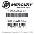 Bar codes for Mercury Marine part number 1589-865440H02