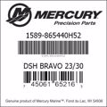 Bar codes for Mercury Marine part number 1589-865440H52
