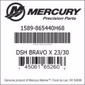 Bar codes for Mercury Marine part number 1589-865440H68