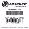 Bar codes for Mercury Marine part number 36-865448A01