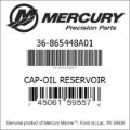 Bar codes for Mercury Marine part number 36-865448A01