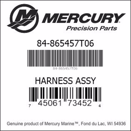 Bar codes for Mercury Marine part number 84-865457T06
