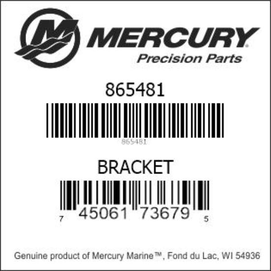 Bar codes for Mercury Marine part number 865481