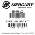 Bar codes for Mercury Marine part number 865496A02