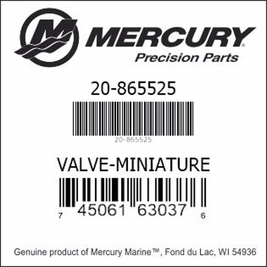 Bar codes for Mercury Marine part number 20-865525