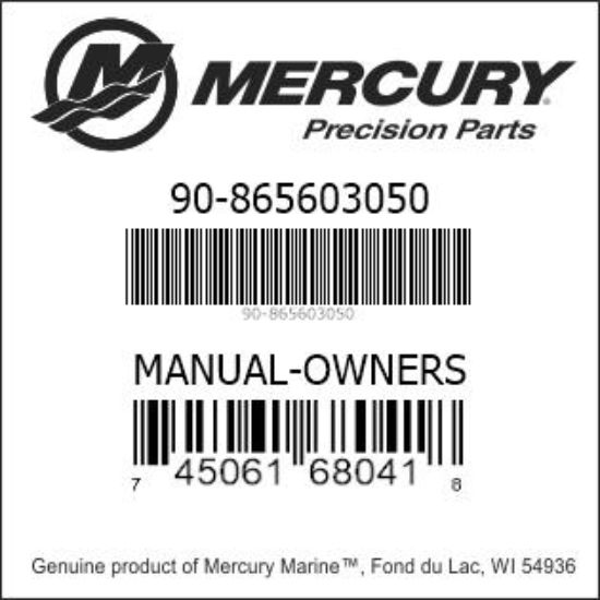 Bar codes for Mercury Marine part number 90-865603050