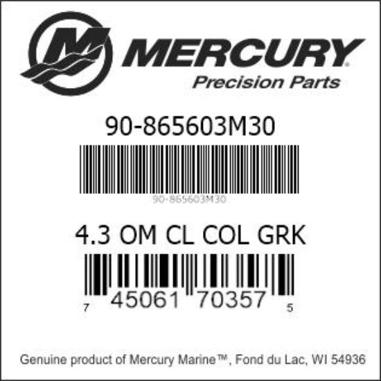 Bar codes for Mercury Marine part number 90-865603M30
