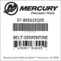 Bar codes for Mercury Marine part number 57-865615Q05