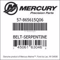 Bar codes for Mercury Marine part number 57-865615Q06