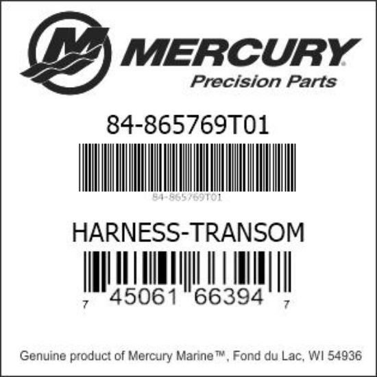 Bar codes for Mercury Marine part number 84-865769T01