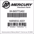 Bar codes for Mercury Marine part number 84-865771A02