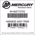 Bar codes for Mercury Marine part number 84-865772T01