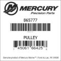 Bar codes for Mercury Marine part number 865777