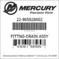 Bar codes for Mercury Marine part number 22-865828A02