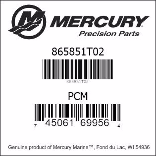 Bar codes for Mercury Marine part number 865851T02