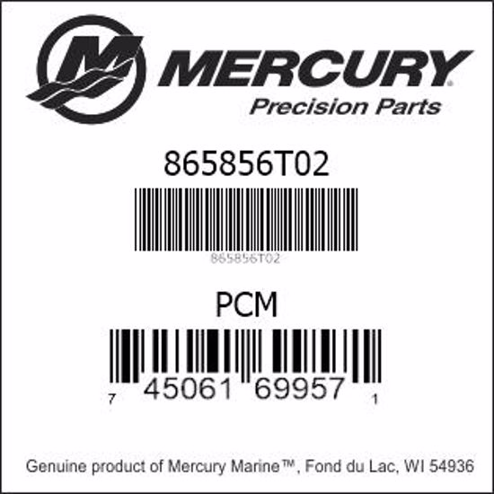 Bar codes for Mercury Marine part number 865856T02