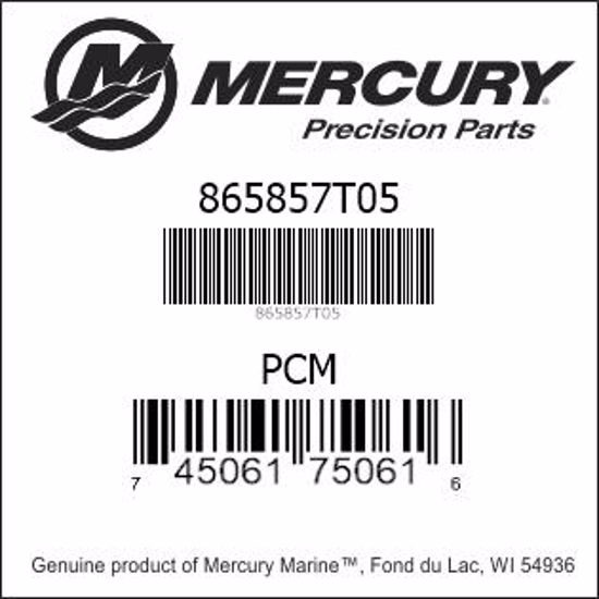 Bar codes for Mercury Marine part number 865857T05