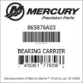 Bar codes for Mercury Marine part number 865876A03
