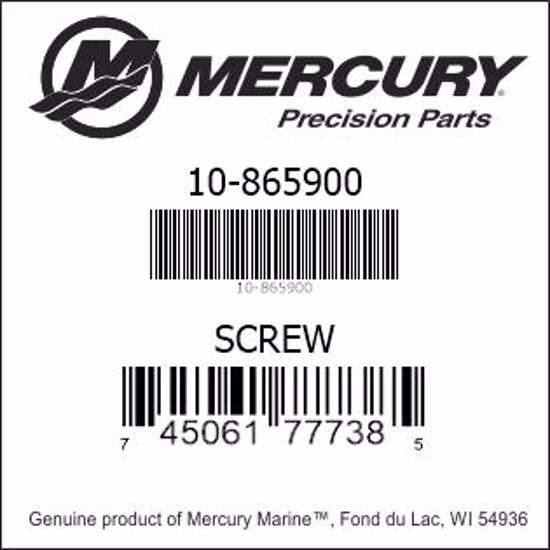 Bar codes for Mercury Marine part number 10-865900