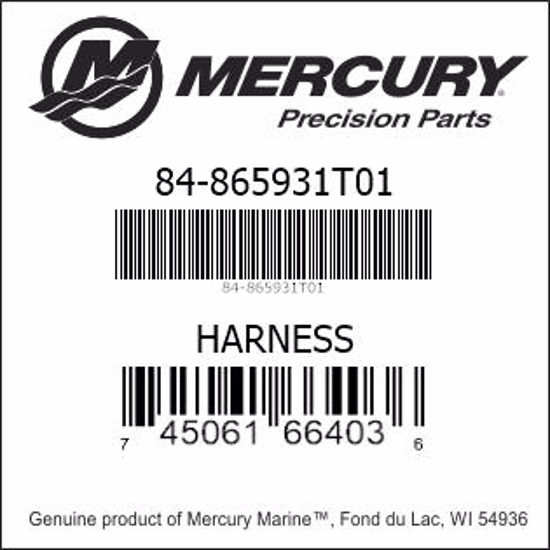Bar codes for Mercury Marine part number 84-865931T01