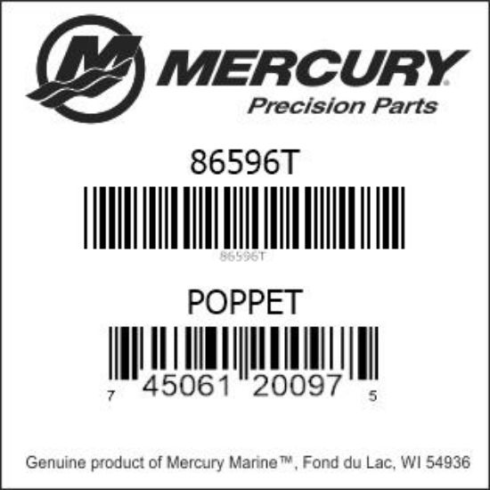 Bar codes for Mercury Marine part number 86596T