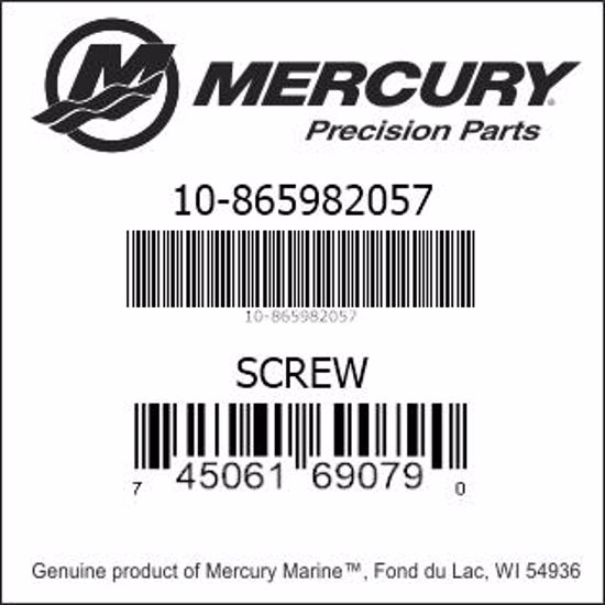 Bar codes for Mercury Marine part number 10-865982057