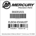 Bar codes for Mercury Marine part number 866001A01