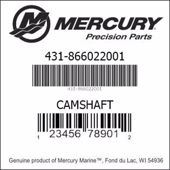 Bar codes for Mercury Marine part number 431-866022001