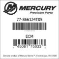 Bar codes for Mercury Marine part number 77-866124T05