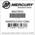 Bar codes for Mercury Marine part number 866178A02