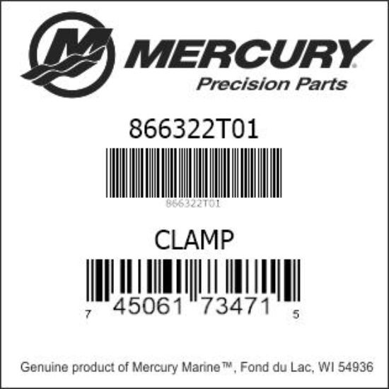 Bar codes for Mercury Marine part number 866322T01