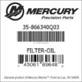 Bar codes for Mercury Marine part number 35-866340Q03